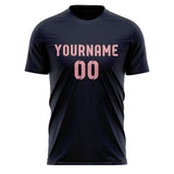 Custom Navy Light Pink Soccer Jersey