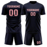Custom Navy Light Pink Soccer Set