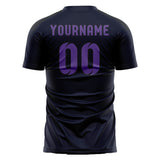 Custom Navy Light Purple Soccer Jersey