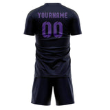 Custom Navy Light Purple Soccer Set