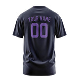 Custom Navy Light Purple T-Shirt