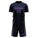 Custom Navy Light Purple Soccer Set