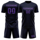 Custom Navy Light Purple Soccer Set