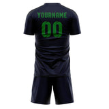 Custom Navy Emerald Green Soccer Set