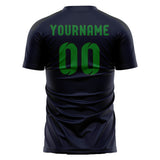 Custom Navy Emerald Green Soccer Jersey