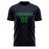 Custom Navy Emerald Green Soccer Jersey