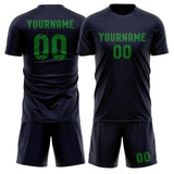 Custom Navy Emerald Green Soccer Set