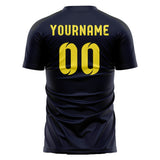 Custom Navy Light Yellow Soccer Jersey