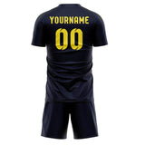Custom Navy Light Yellow Soccer Set