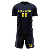 Custom Navy Light Yellow Soccer Set