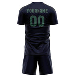 Custom Navy Blue Green Soccer Set