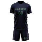 Custom Navy Blue Green Soccer Set
