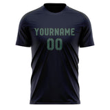 Custom Navy Blue Green Soccer Jersey