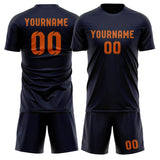 Custom Navy Orange Soccer Set