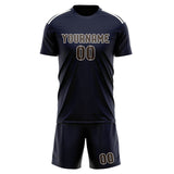 Custom Navy Brown Soccer Set