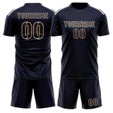 Custom Navy Brown Soccer Set