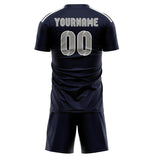 Custom Navy Gray Soccer Set