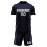 Custom Navy Gray Soccer Set