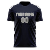 Custom Navy Gray Soccer Jersey