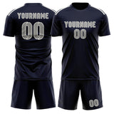 Custom Navy Gray Soccer Set