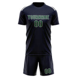 Custom Navy Green Soccer Set