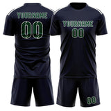 Custom Navy Green Soccer Set