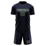 Custom Navy Dark Green Soccer Set