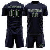Custom Navy Dark Green Soccer Set