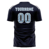 Custom Navy Light Blue Soccer Jersey