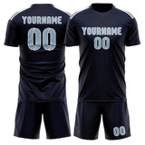 Custom Navy Light Blue Soccer Set