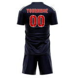 Custom Navy Orange Red Soccer Set