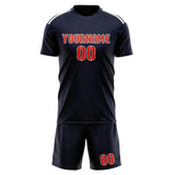 Custom Navy Orange Red Soccer Set