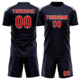 Custom Navy Orange Red Soccer Set