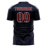 Custom Navy Crimson Red Soccer Jersey