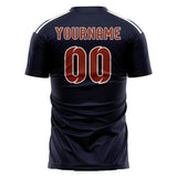 Custom Navy Coral Red Soccer Jersey