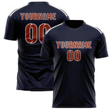 Custom Navy Coral Red Soccer Jersey