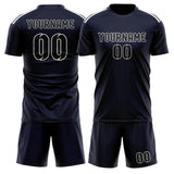 Custom Navy Black Soccer Set