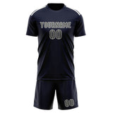 Custom Navy Dark Grey Soccer Set