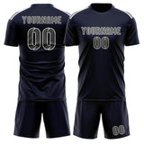 Custom Navy Dark Grey Soccer Set