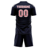 Custom Navy Light Pink Soccer Set