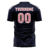 Custom Navy Light Pink Soccer Jersey