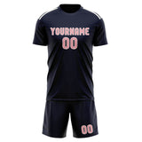 Custom Navy Light Pink Soccer Set