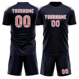 Custom Navy Light Pink Soccer Set