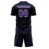 Custom Navy Light Purple Soccer Set