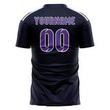 Custom Navy Light Purple Soccer Jersey