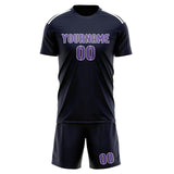 Custom Navy Light Purple Soccer Set