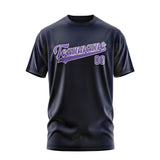 Custom Navy Light Purple T-Shirt
