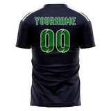 Custom Navy Emerald Green Soccer Jersey