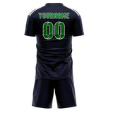 Custom Navy Emerald Green Soccer Set
