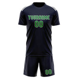 Custom Navy Emerald Green Soccer Set